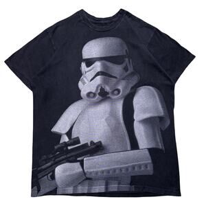 Star Wars Storm Trooper Faded Black Big Face Graphic T Shirt Men's M Yoda Y2K